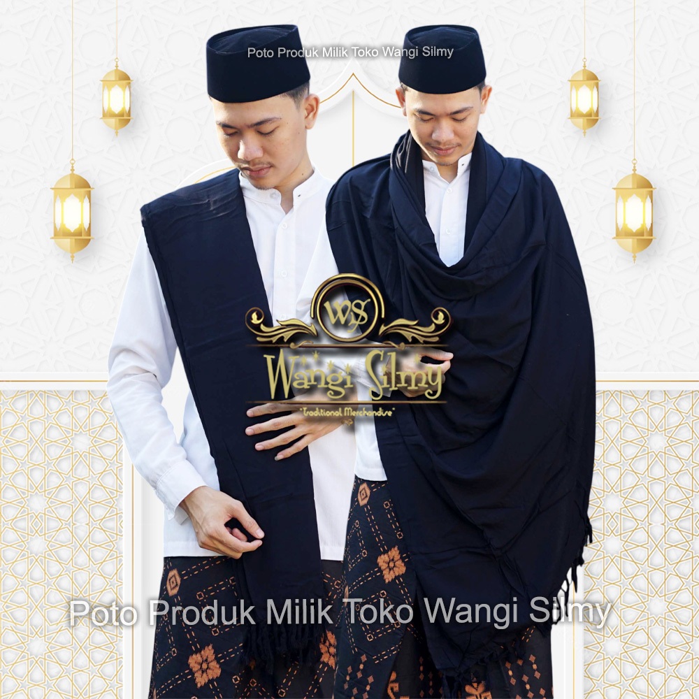 Sorban Rida Hitam Polos Panjang Rida Rayon Surban Habib Kashmiri Polos