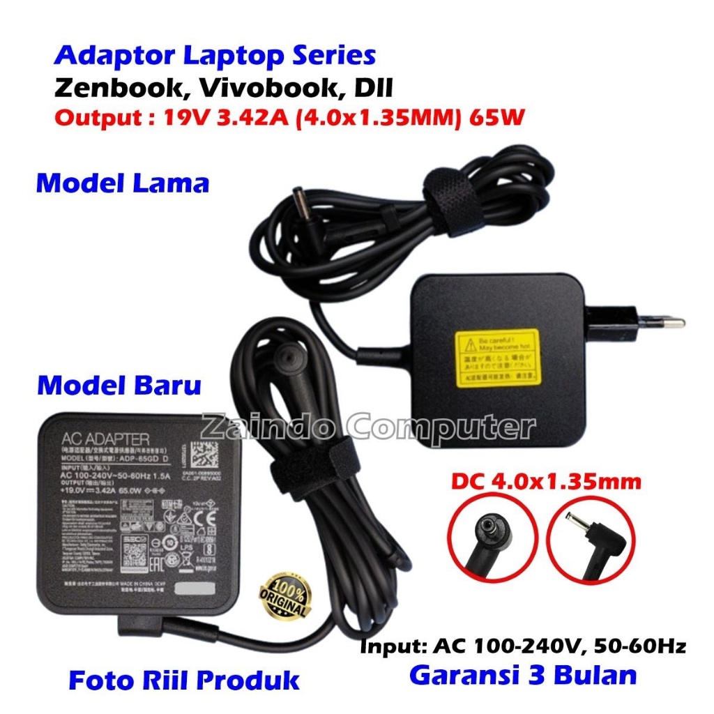 ADAPTOR ASUS 19V 3.42A (4.0*1.35MM) A407 A407U A407UF A456 A456U A456UR A456UQ X456 X456U X456UQ X45