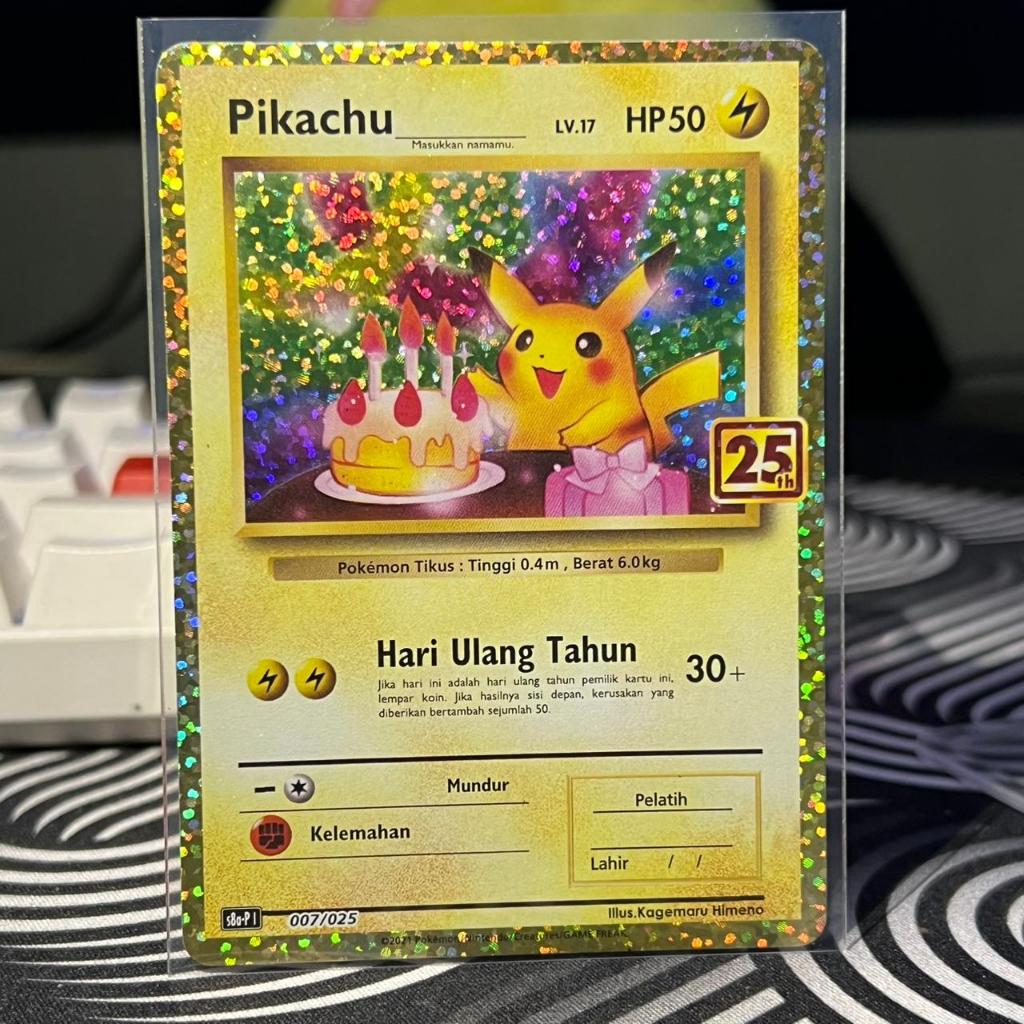 Pikachu Birthday (Ulang Tahun) Promo 25TH Anniversary Pokemon #007/025 | Indonesia