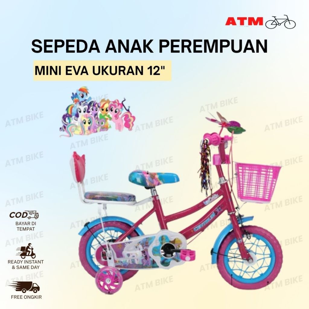 Sepeda Mini 12 INC EVA Chamomile & Centrum Anak Perempuan Velg Premium Terbaik Makassar