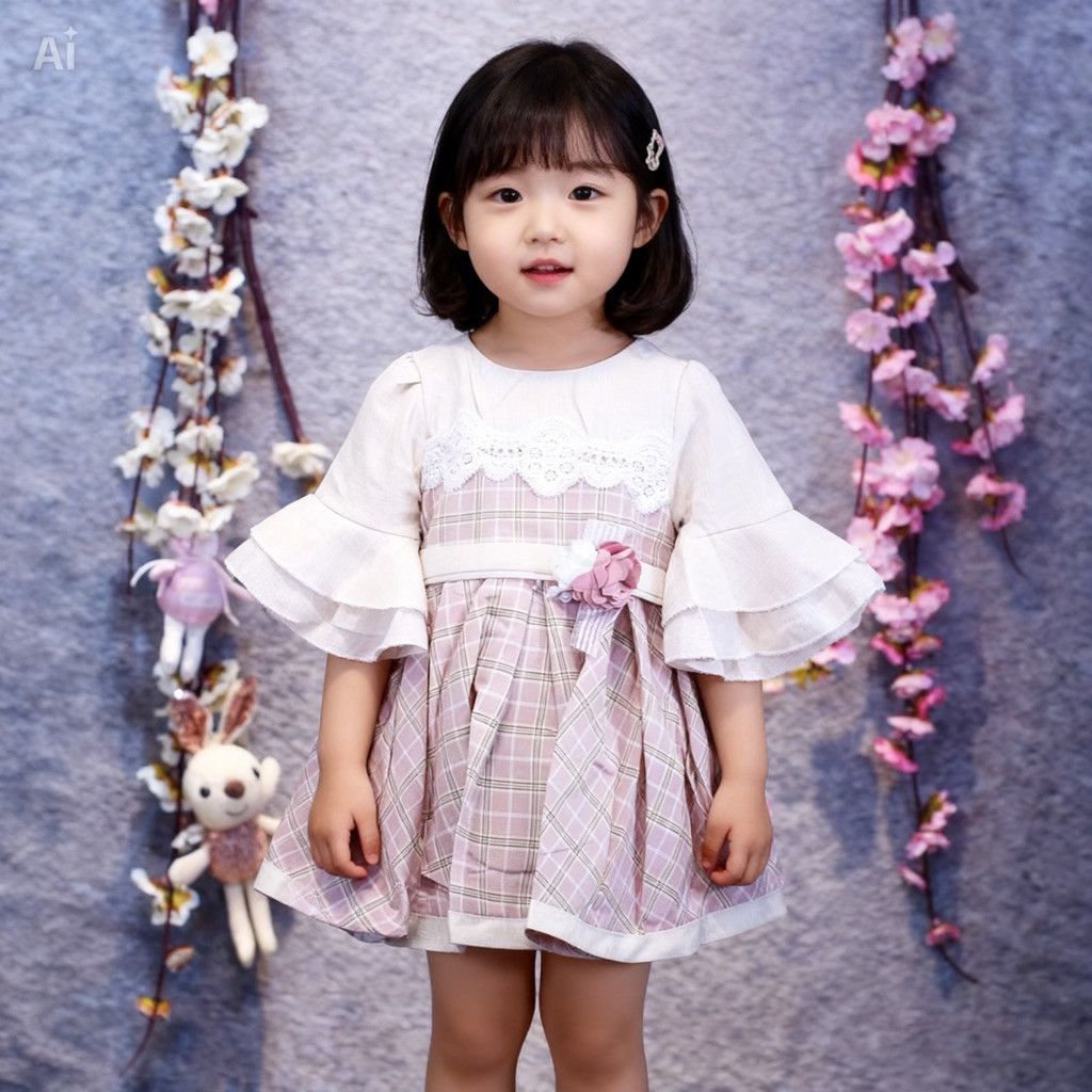 Dress Anak Perempuan PREMIUM IMPORT ( 1  - 3 tahun ) Full Puring AJIMI #jm2906