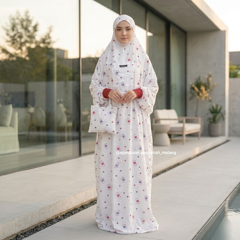 [COD] Mukenah Motif Dasar Putih/Basmah Collection/Mukena Manset/Mukenah Hadramaut Terusan/Motif Cant