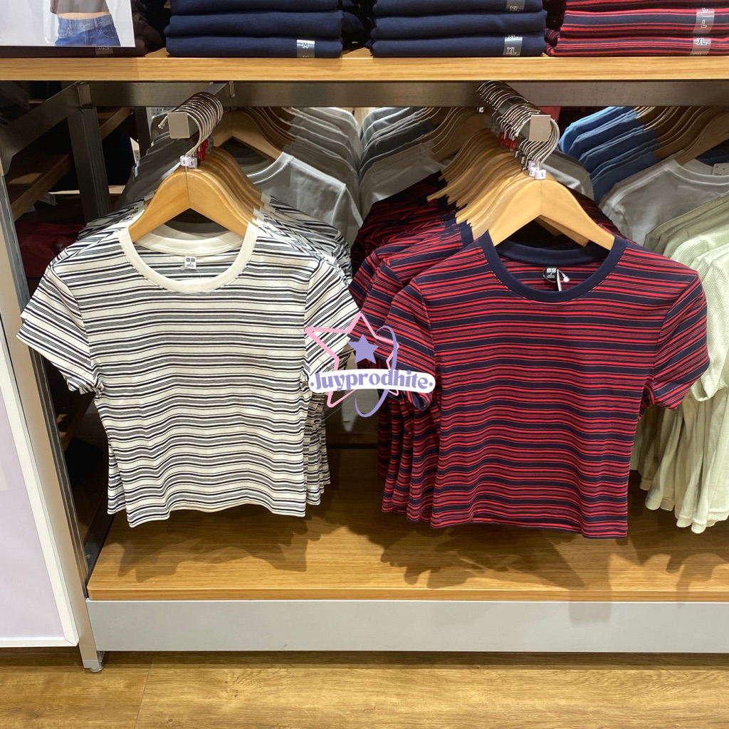 UNIQLO T-SHIRT MINI STRIPE (CROPPED TOP)