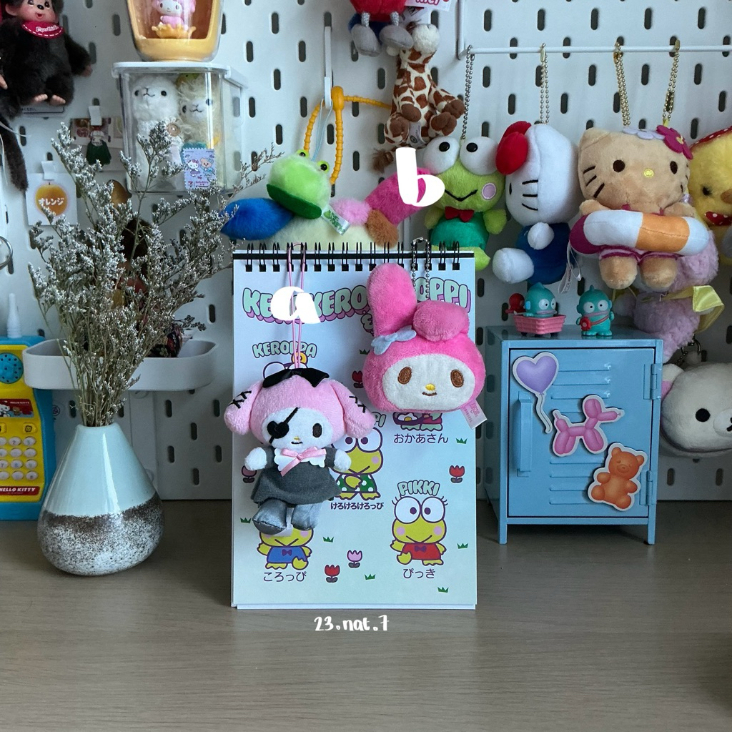 Original My Melody 2023 Sanrio Heart Eye-Patch Mascot Ganci Plush Keychain Japan