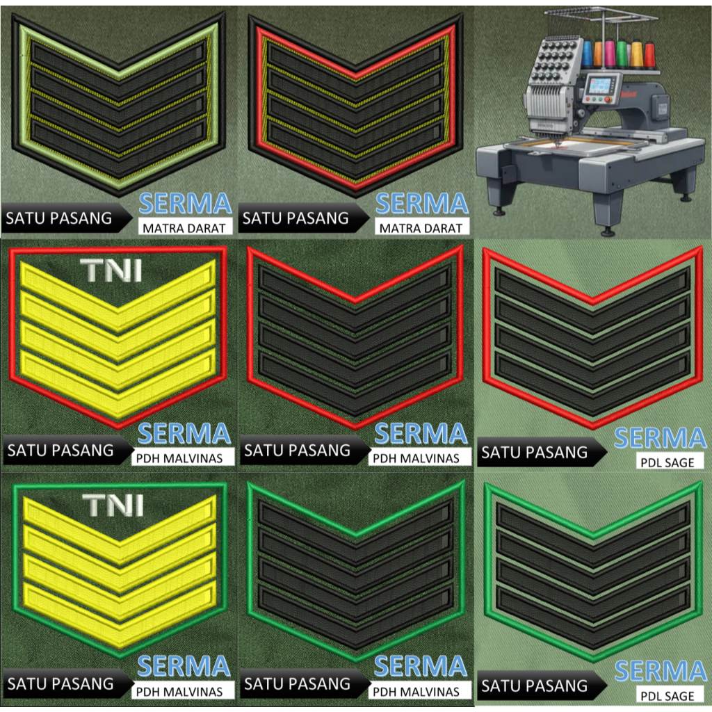 PATCH BORDIR brevet TNI TANDA PANGKAT BINTARA PDH PDL TNI AD MALVINAS SAGE MATRA DARAT KOSTRAD EMBRO