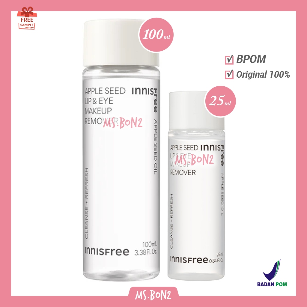 Innisfree Apple Seed Lip & Eye Make Up Remover 100ml 25ml Mini Full Size Travel Sample Trial Make Up