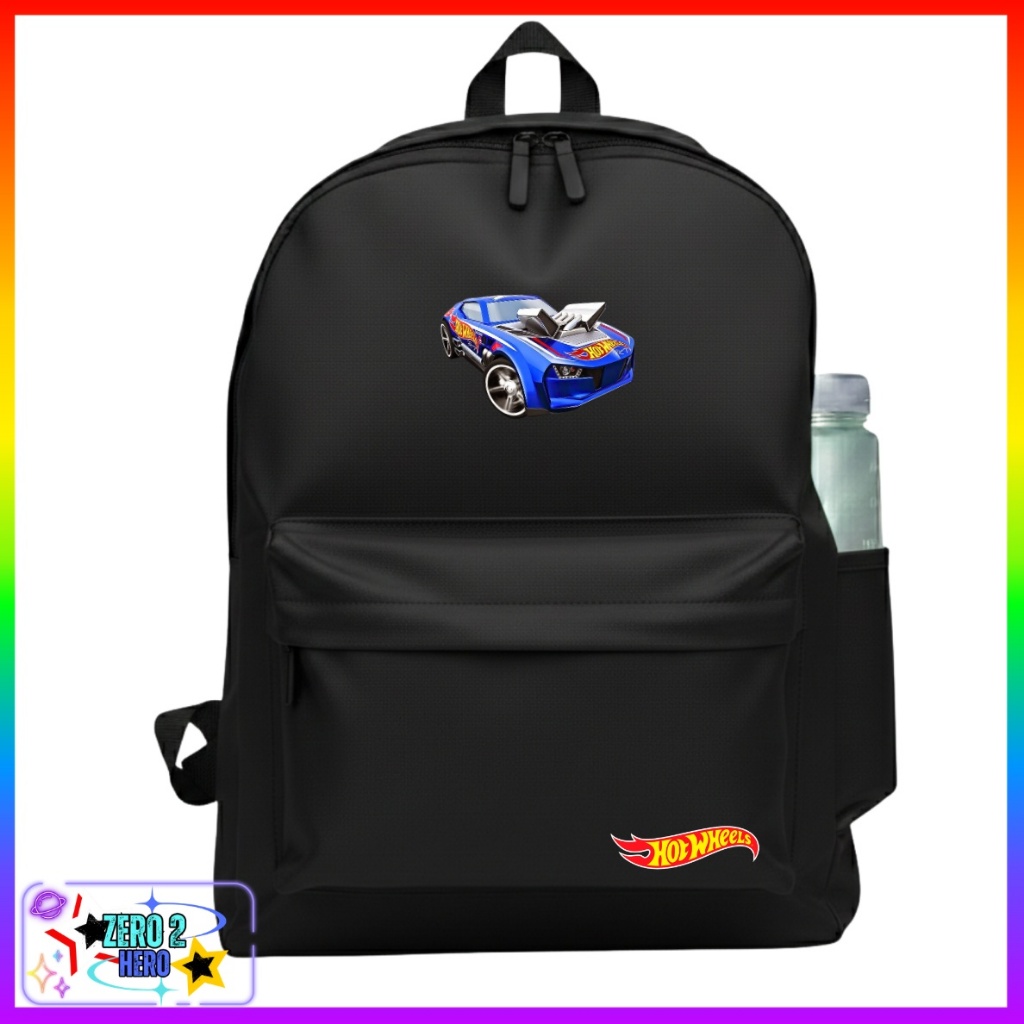 Tas Ransel Hot Wheels Anak, Tas Sekolah Hot Wheels, Backpack Hot Wheels Custom Nama, Tas Punggung Mo