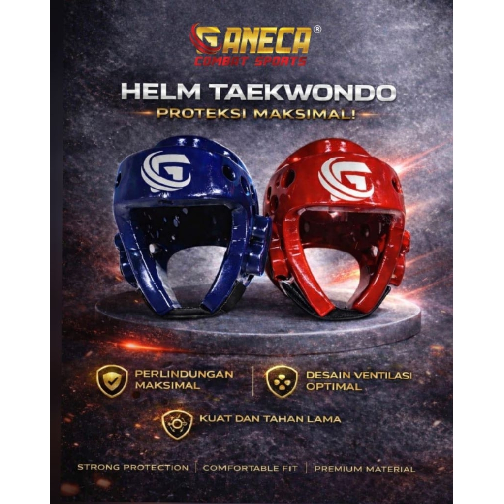 GANECA Head Guard Taekwondo Premium – Pelindung Kepala Taekwondo Sparring Tebal Ringan Nyaman Anti B
