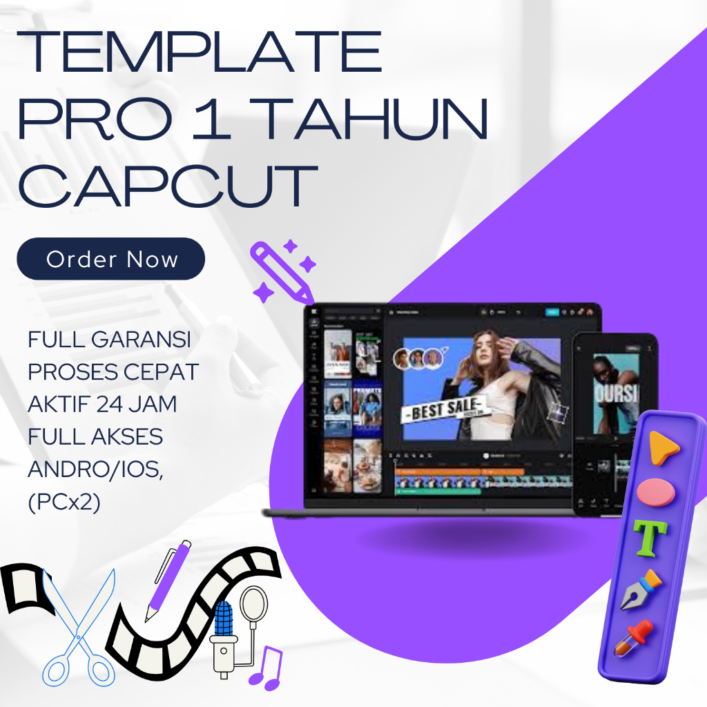 Tempalte Pro 1 Tahun Capcut Bergaransi Full