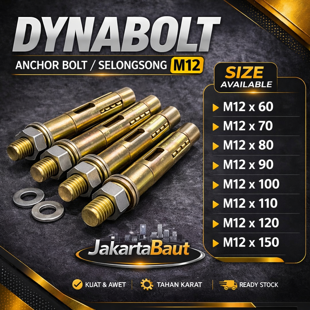 Dynabolt M12X80 / Dinabolt 12X80 / Anchor Bolt M12 X 80 / 12 X 80 - Selongsong M12