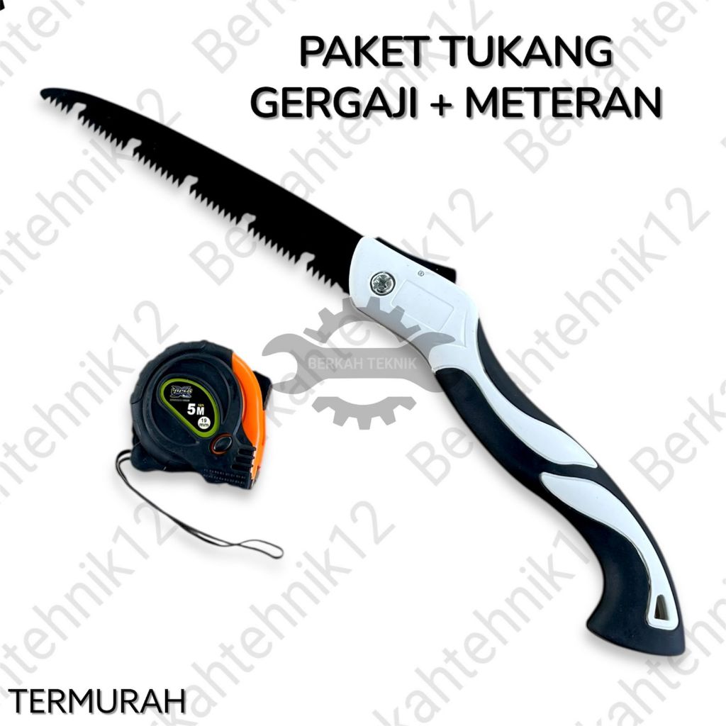 Gergaji lipat Perkakas Pisau Gergaji Kayu Bahan Besi Baja SK5 & Meteran 5m Meter Karet