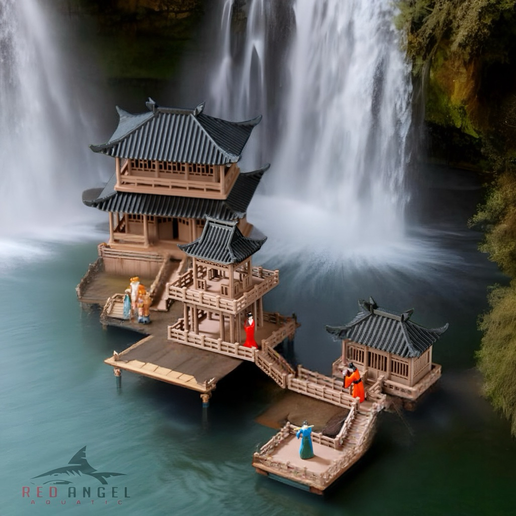 (full set) miniatur kuil gazebo rumah koridor tangga hiasan aquascape paludarium aquarium super real