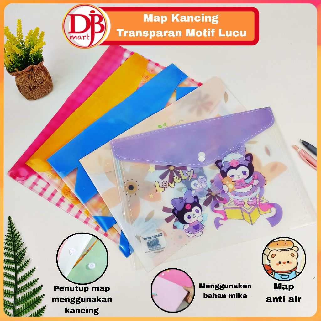 DJB Mart - Map Dokumen F4 A4 Plastik Anti Air Aesthetic Map File Folder Landscape Transparan Plastik