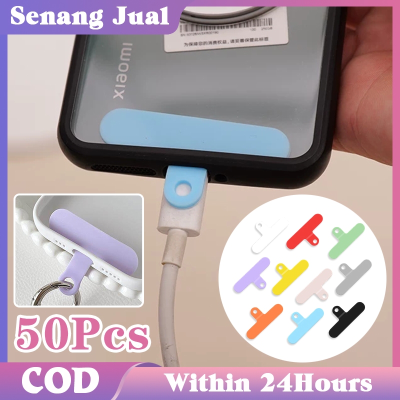 50Pcs Mika Bening Gantungan Hp Lentur Grosir / Mika Hp Karet Lanyard Rubber Mix Warna