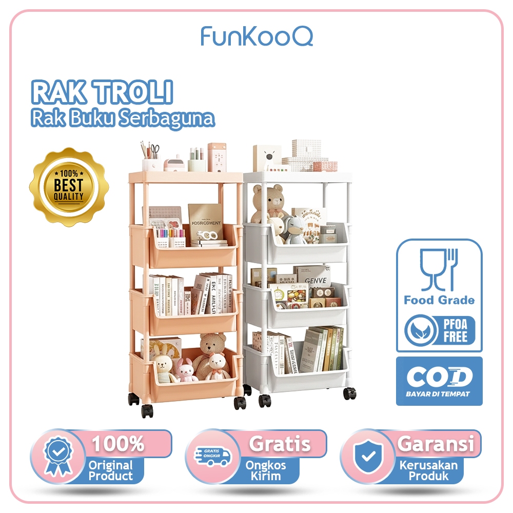 Rak Buku Rak Troli Plastik Susun Rak Snack Bumbu Dapur Kamar Mandi Serbaguna