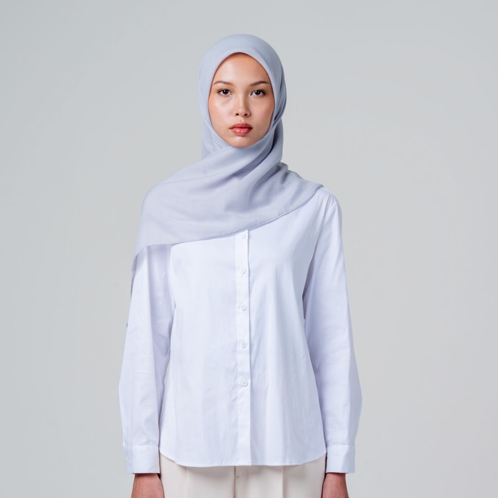 Queensland Voal Square Hijab Segi Empat Polos L03000074Q Abu Muda
