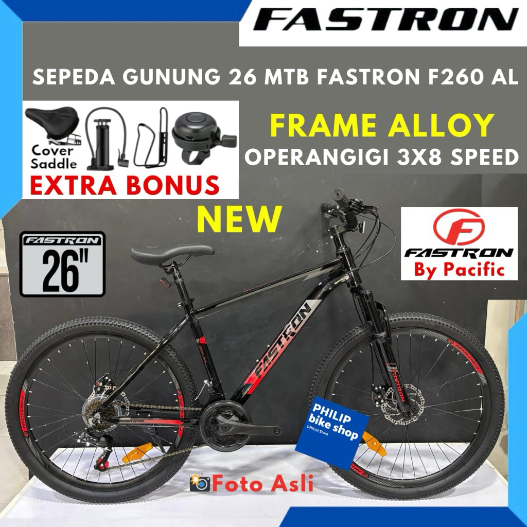 Sepeda Gunung MTB 26 Fastron F-260 AL Frame Alloy 3x8 Speed Terbaru