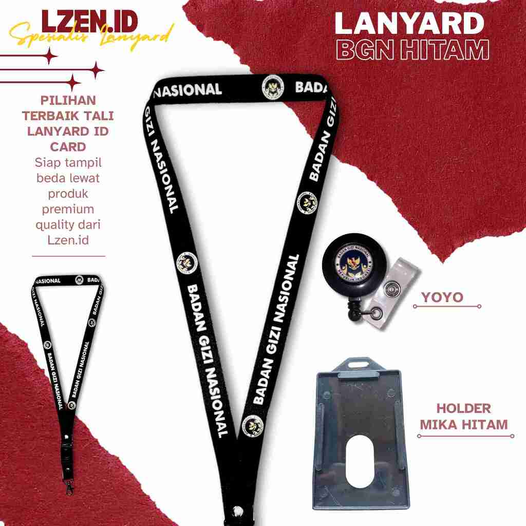 READY LANYARD GANTUNGAN ID CARD BGN HITAM POLOS TERBARU | TALI GANTUNGAN ID CARD BGN HITAM POLOS [RE