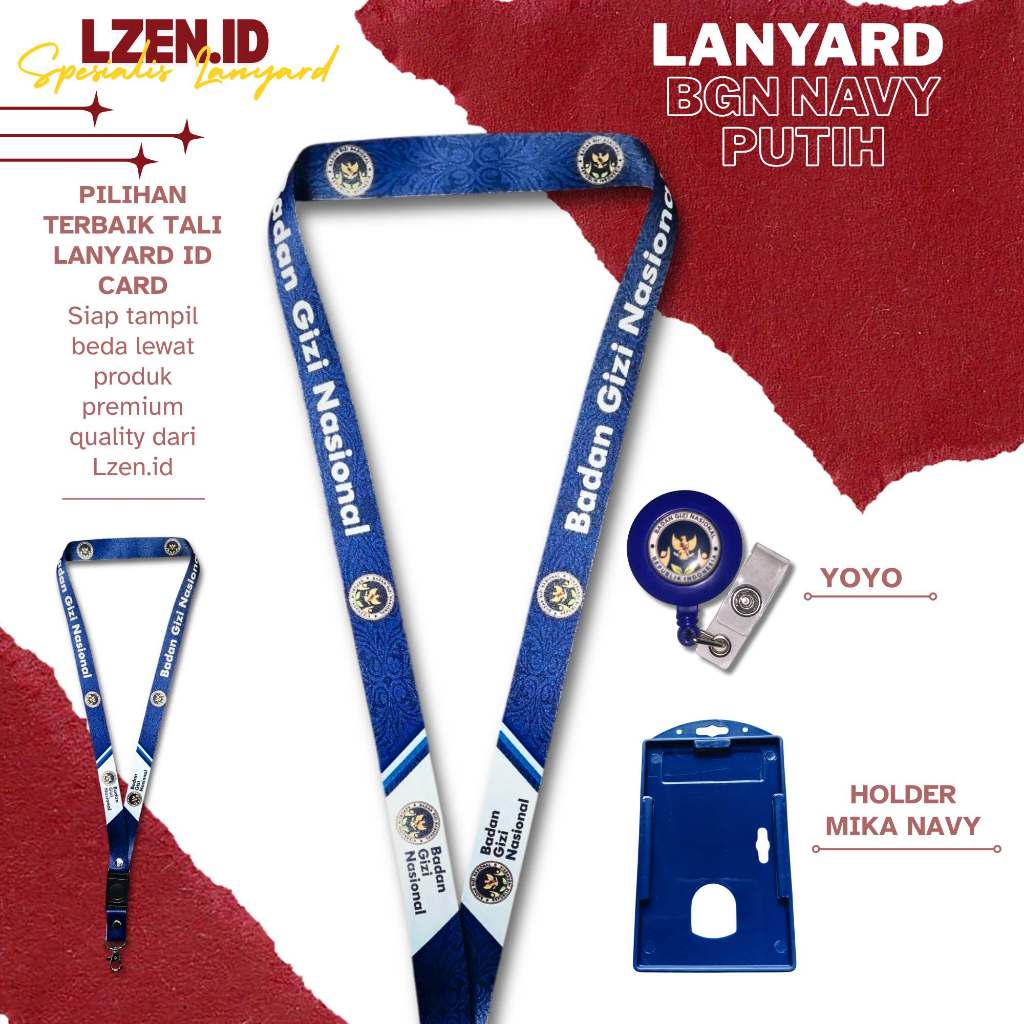 READY LANYARD GANTUNGAN ID CARD BGN NAVY PUTIH | TALI GANTUNGAN ID CARD BGN NAVY PUTIH [READY STOCK]