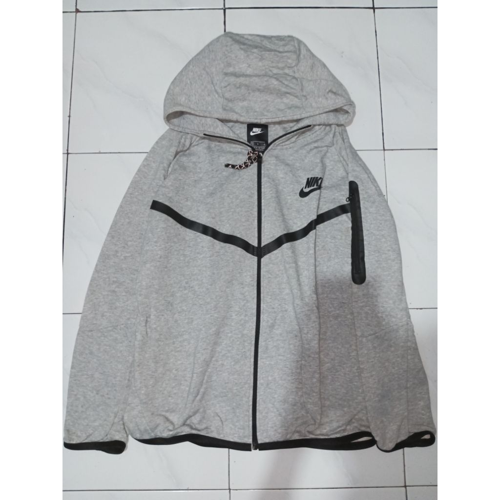Nike Tech Fleece Full-Zip Hoodie Premium - Black Grey - Jaket Nike Slim Fit