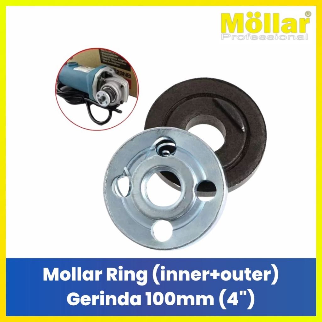 Mollar Set Ring Gerinda Tangan 4 Inch - Mur Penjepit Mata Potong Gerinda 100mm