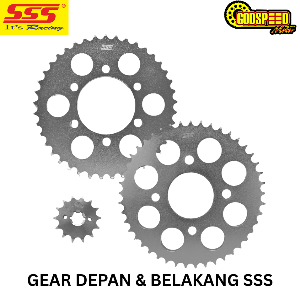 SSS GEAR DEPAN + BELAKANG CB150 CBR CB150X GTR SONIC CRF NINJA RR R SS R15 V3 V4 VIXION MT15 XSR WR1