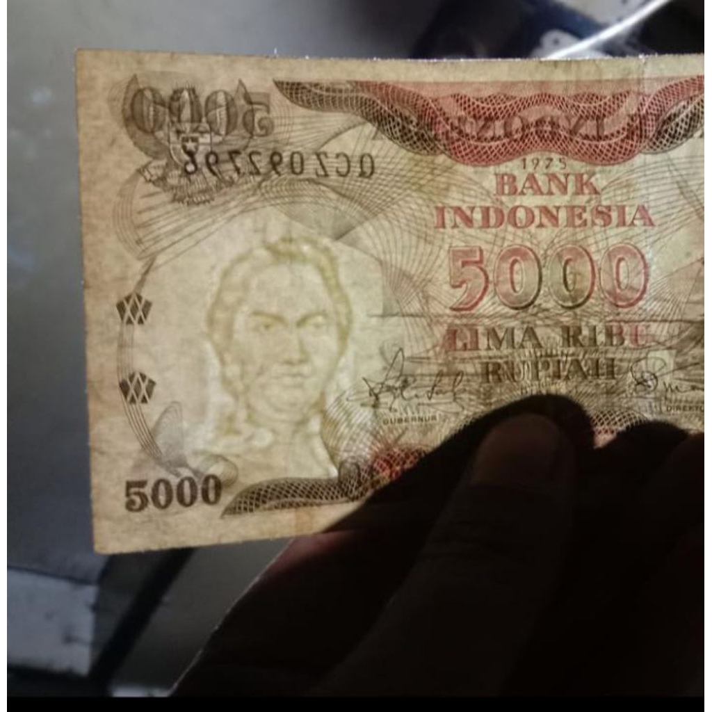 Koin Uang Kertas Asli Rp 5000 Rupiah Penjala Tahun 1975 Souvenir Mahar Koleksi Logam Coin Lama Bekas