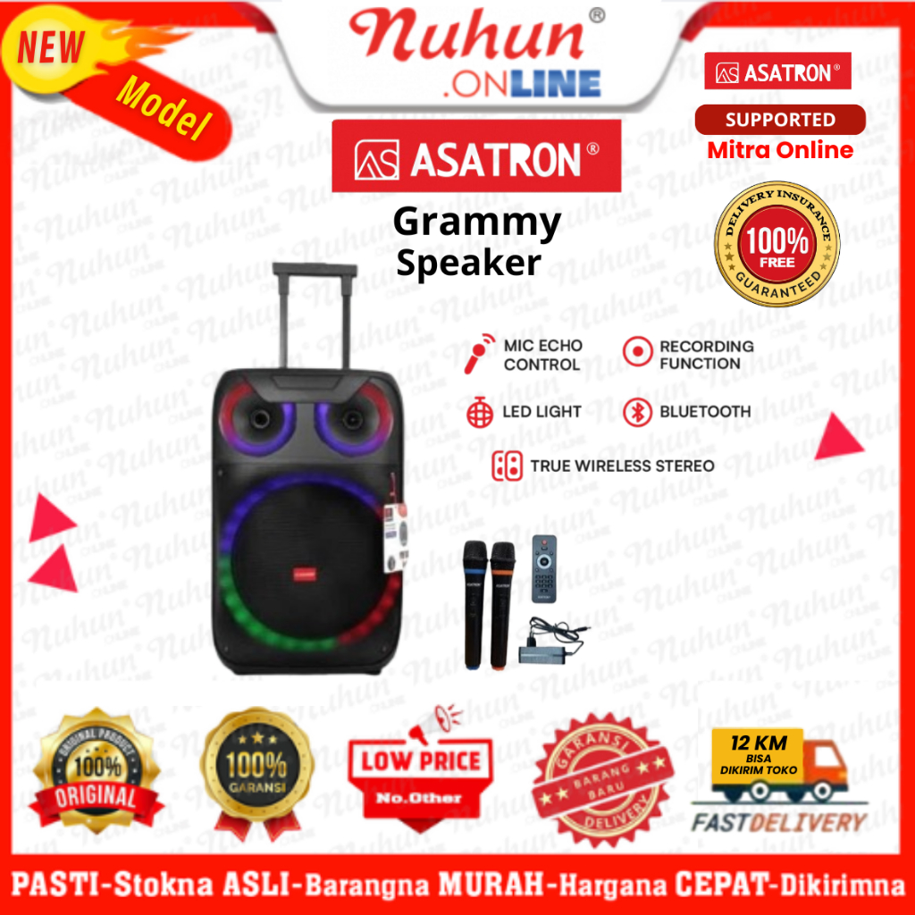 Asatron Speaker 15 Inch Grammy Portable Bluetooth Party / Karaoke