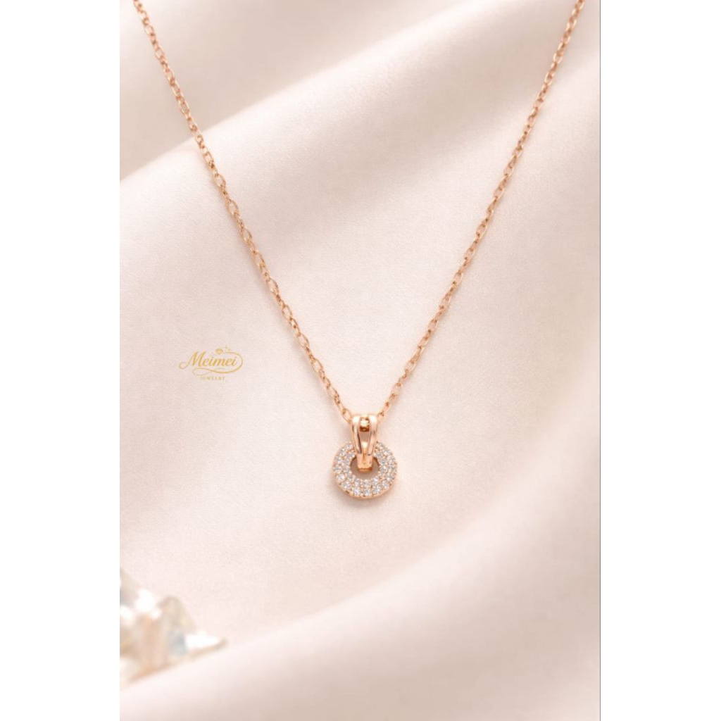 KALUNG LIONTIN LINGKARAN ZIRCON ELEGAN TITANIUM