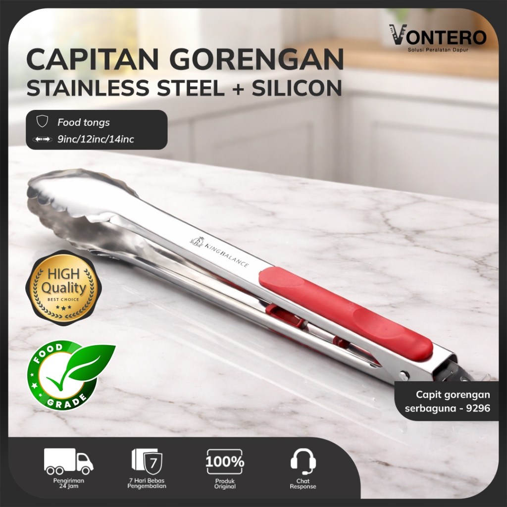 Vontero Capitan Gorengan Tahan Panas Penjepit Makanan Stainless Kuat Awet Praktis Dapur 9296