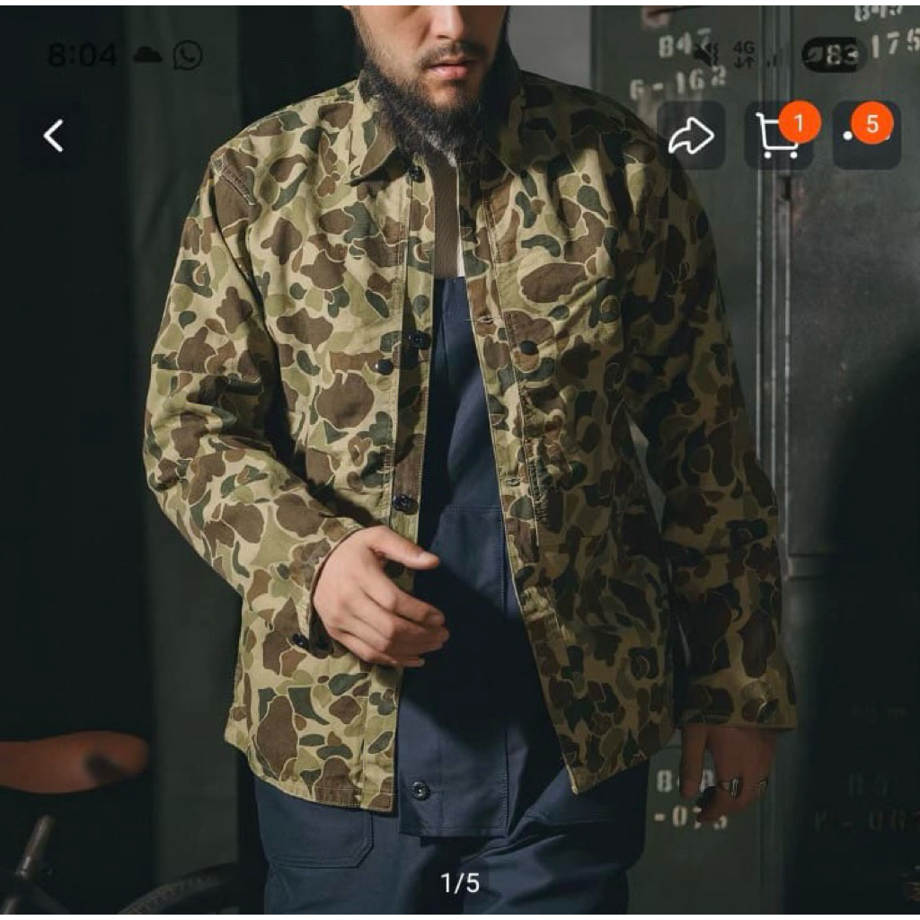 Jaket Army Camouflage USMC P44 WWII Vintage Duck Hunter Camo Bronson Military Jacket