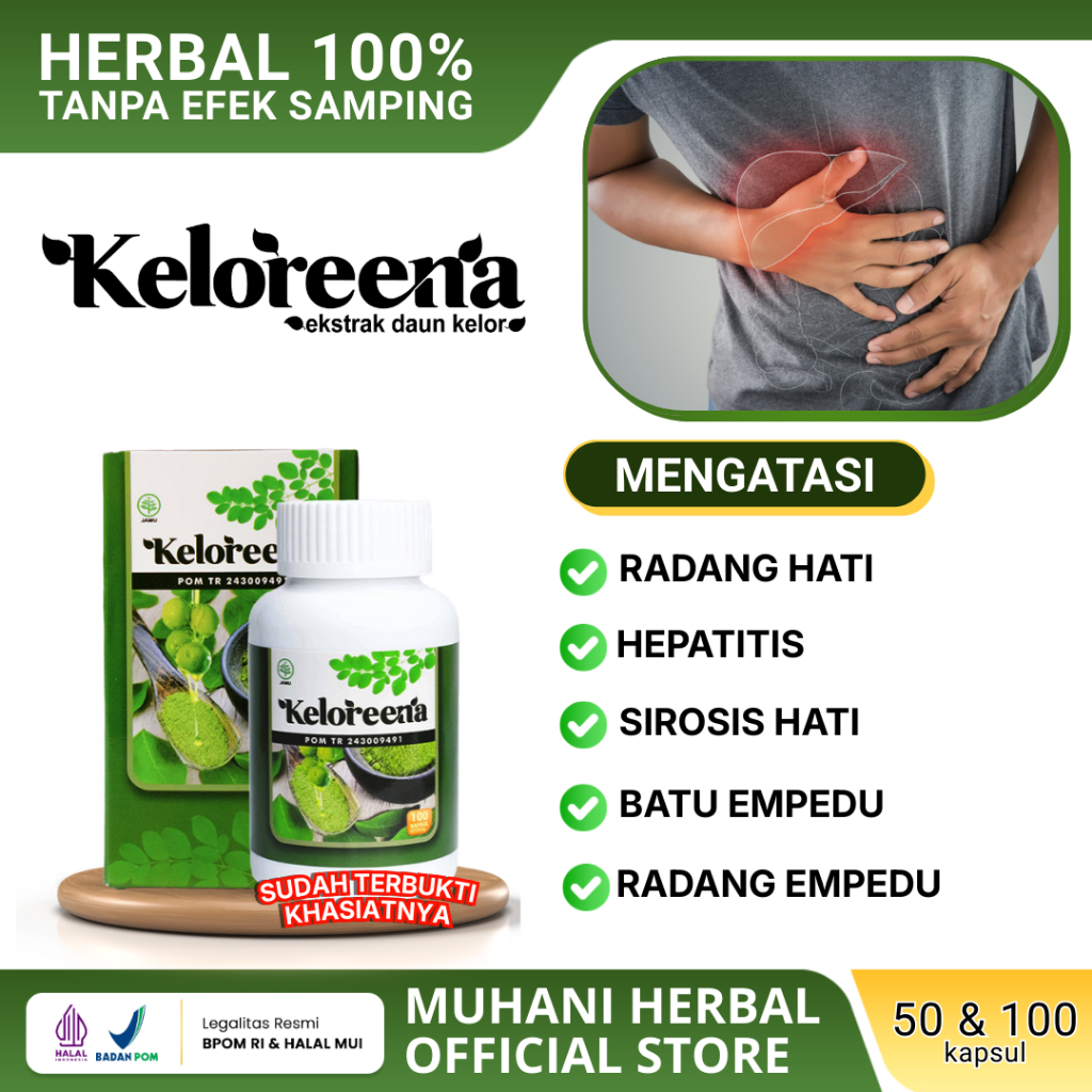 Keloreena Kapsul Original Obat Radang Hati, Hepatitis, Sirosis Hati, Batu Empedu, Radang Kantong Emp