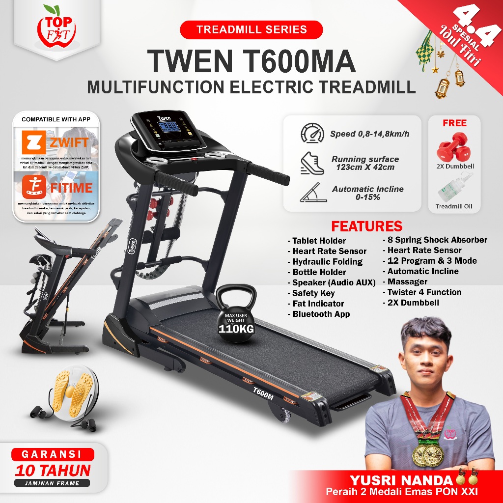 TWEN T600MA Treadmill Listrik Treadmill Portable Treadmill Multifungsi Treadmil Lipat Treadmill Elec