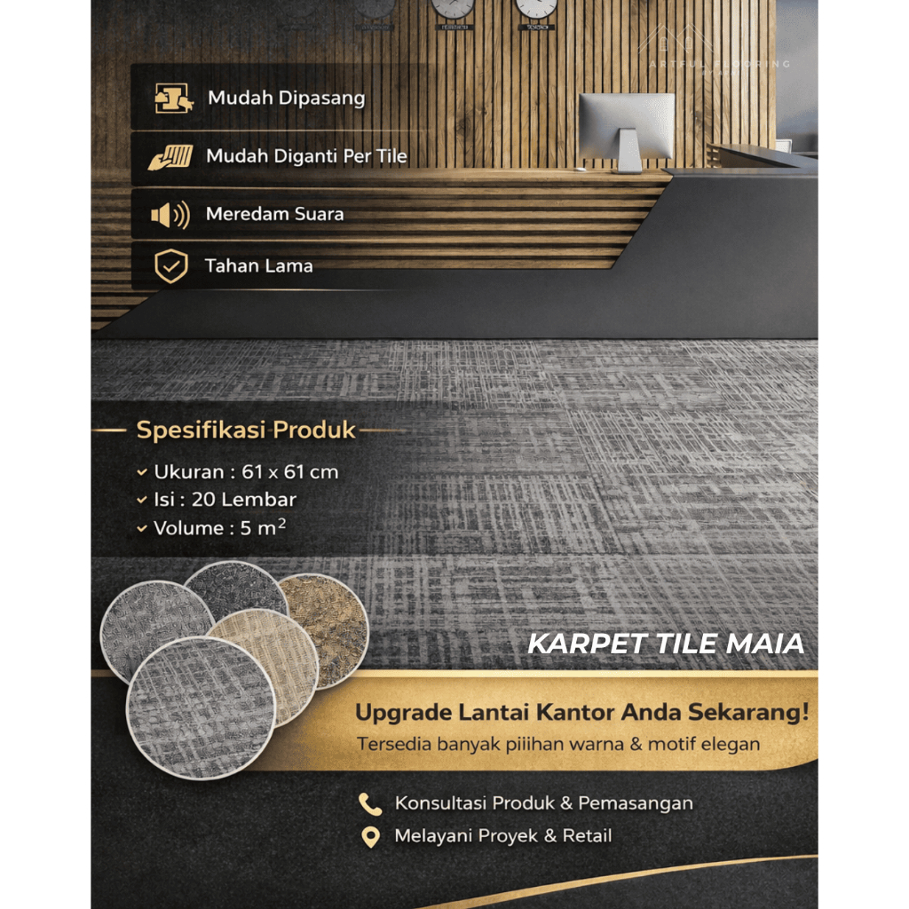 Karpet Tile Motif Garis - Karpet Tile Maia | Karpet Kantor Anti Slip