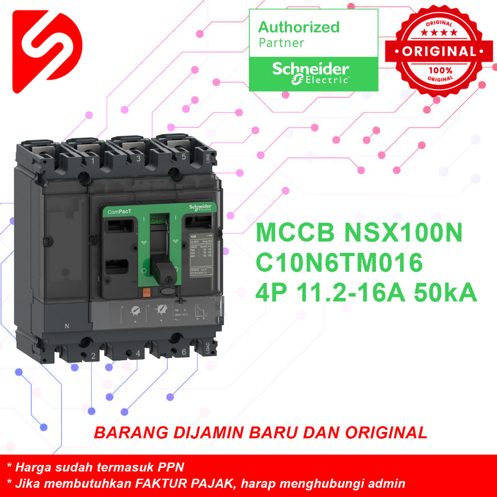 MCCB NSX100N 4P 16A 50kA C10N6TM016 TM16D 11.2-16A Original Schneider