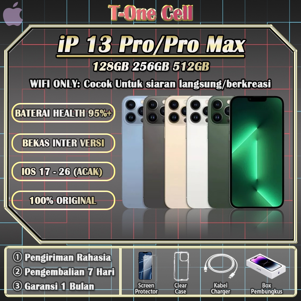 iPhone 13 Pro/ProMax BEKAS 100% ORI 128/256/512GB, Second Inter HP Cocok untuk dijadikan ponsel cada