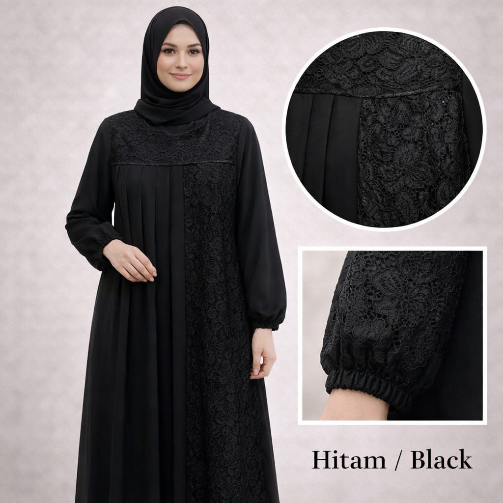 Gamis Sutra Wanita Dewasa Motif Broklat (Putih + Scraf) // Revo Fashion