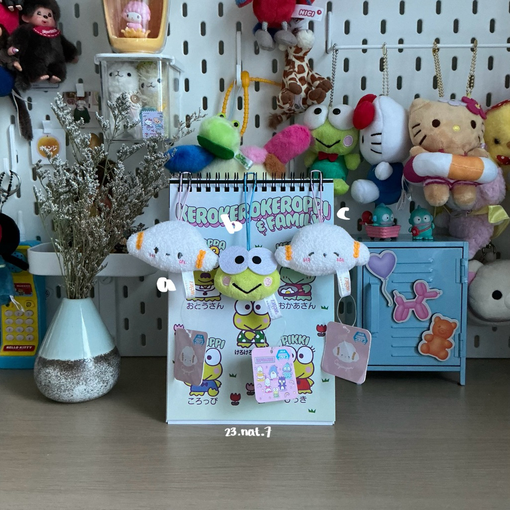 NEW Original Keroppi & Cogimyun Sanrio Characters Head Ganci Plush Keychain