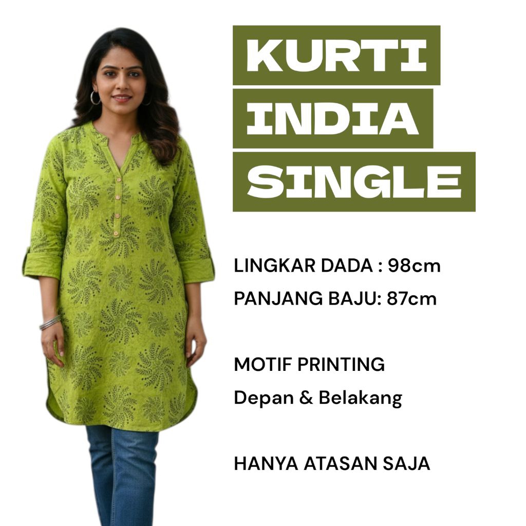Kurti Single Baju India Murah