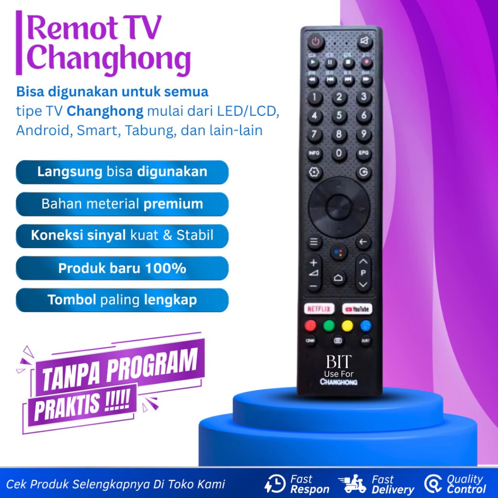 Remot TV Changhong LCD LED Android Smart TV L32H7 L40H7 L43H7 U50H7 Infrared Remot TV Untuk Semua TV