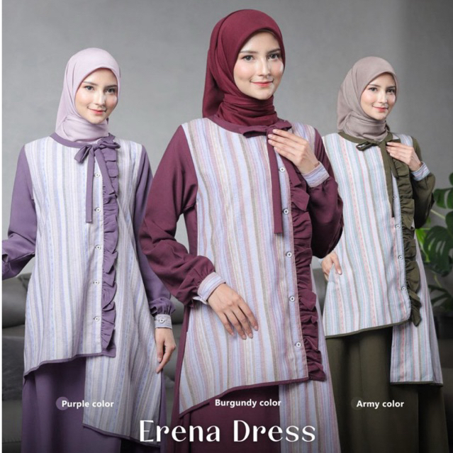 LUBI GAMIS ERENA DRESS (Burgundy, Purple, Army)