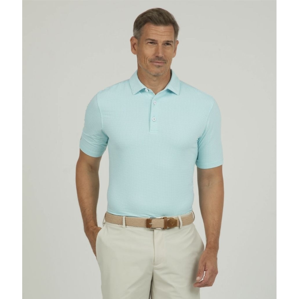 KAOS KERAH GOLF ORIGINAL MENS IBKUL MINI CHECK PRINT SS GOLF POLO SHIRT