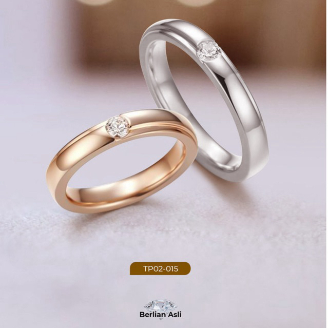 Cincin Kawin Couple Berlian Asli Emas Perak Palladium TP 02-015