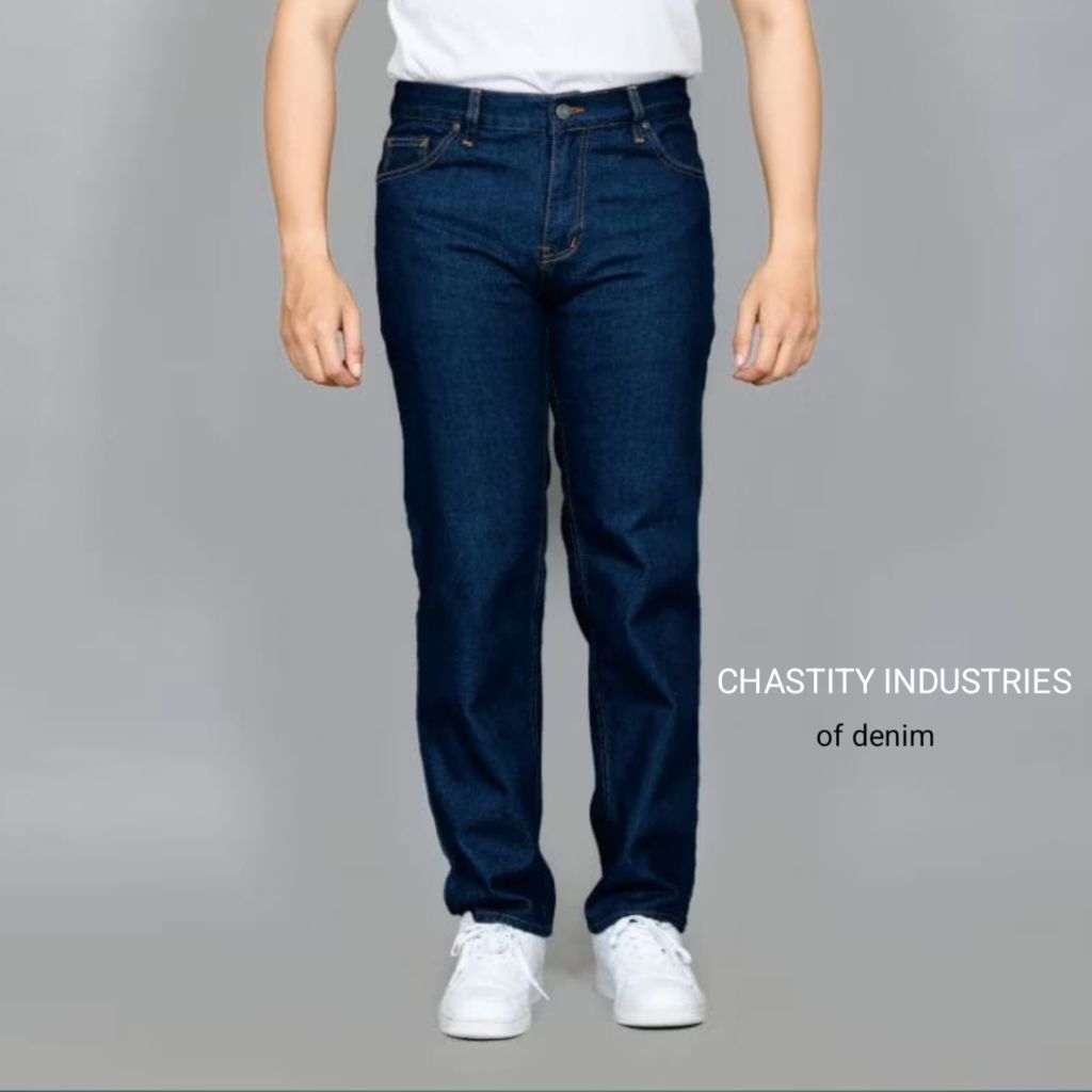 CHASTITY Celana Jeans Pria Celana Standar Reguler Panjang