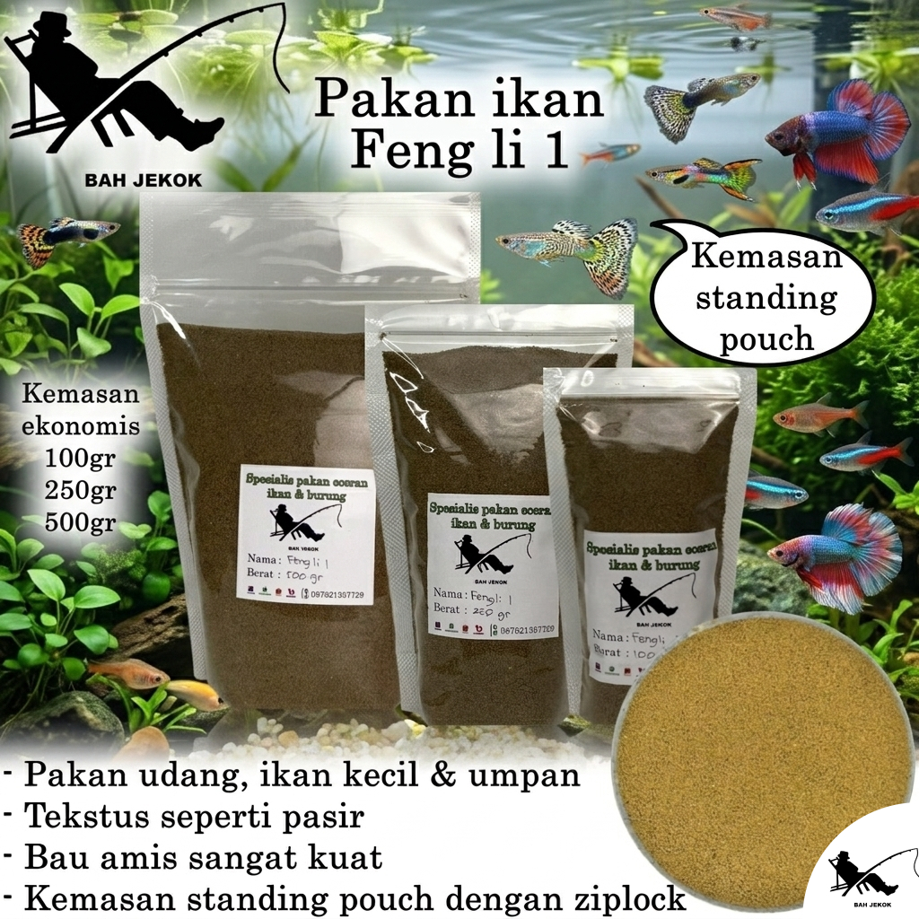 Pelet Feng li 1 Umpan Pakan Ikan & Udang Akuarium Hias Kecil Bibit Burayak Cupang Koi Guppy (250gr).