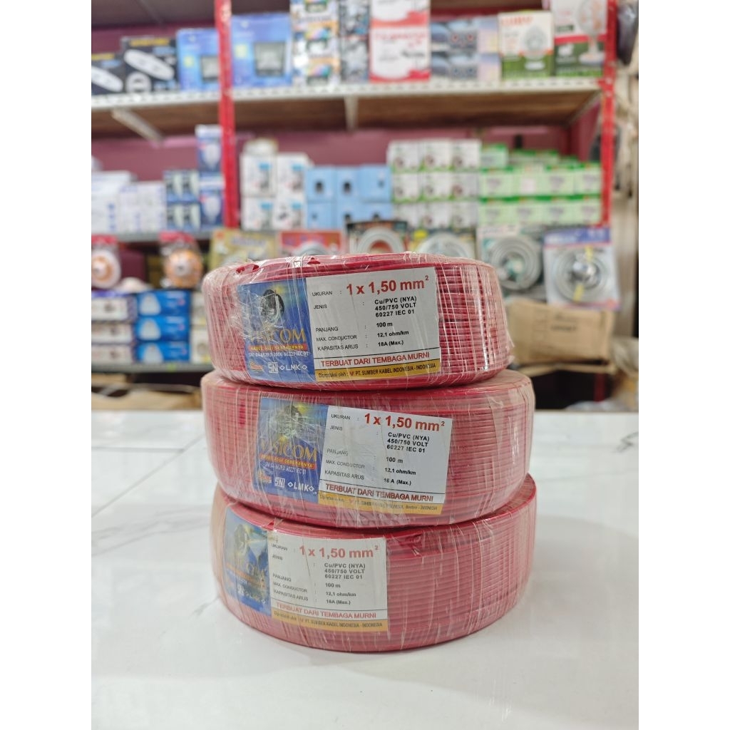 Kabel Tunggal Instalasi Rumah NYA Visicom 1x1,5 mm 100 Meter