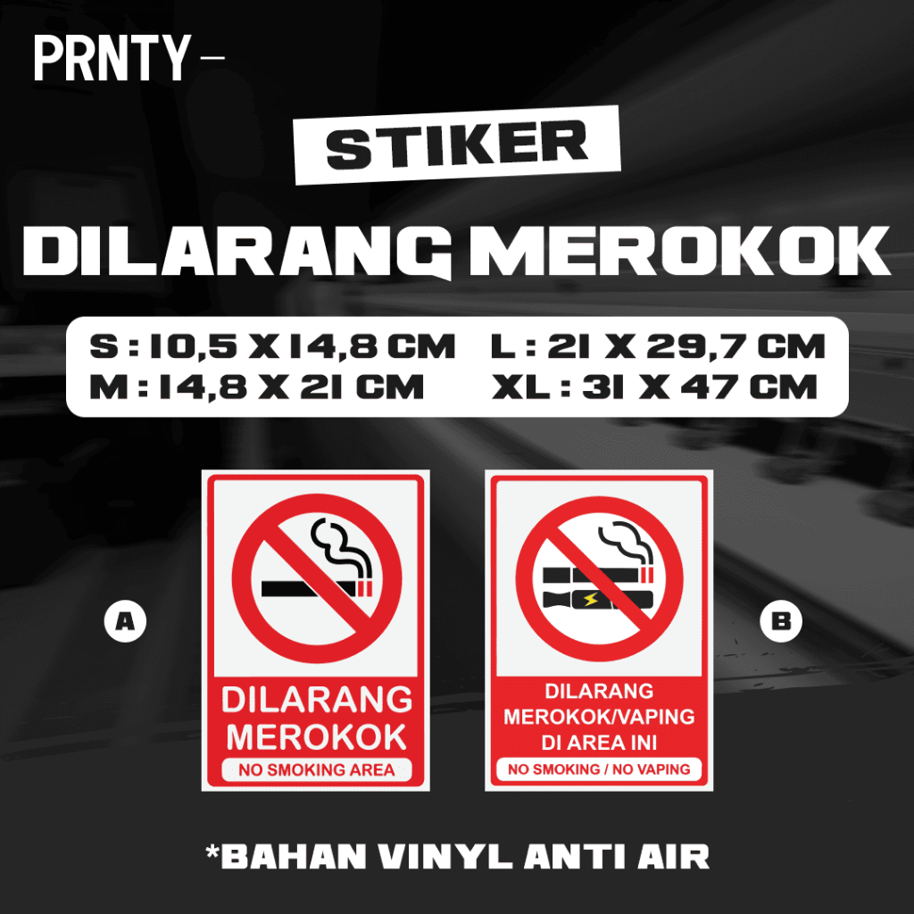 Stiker Dilarang Merokok | Sticker Label Makanan Minuman | Tempelan Kaca Warung Resto Vinyl Anti Air 