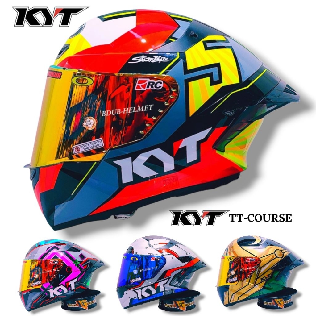 Helm KYT TT Course Jaume Masia paket ganteng spoiler 3D Original KYT