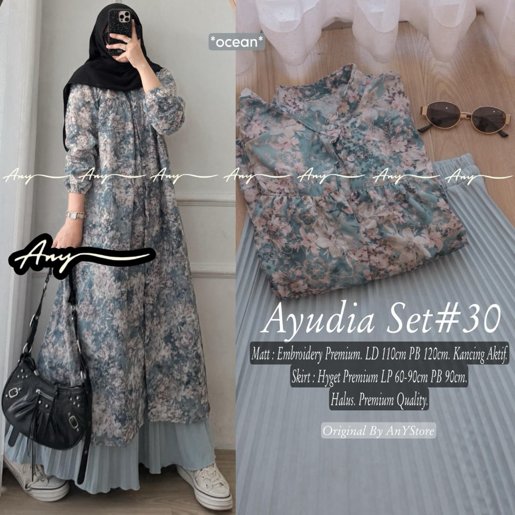 AYUDIA SET BY ANY EMBROIDERY PREMIUM SETELAN WANITA SETELAN LONG TUNIK SETELAN ROK PLISKET