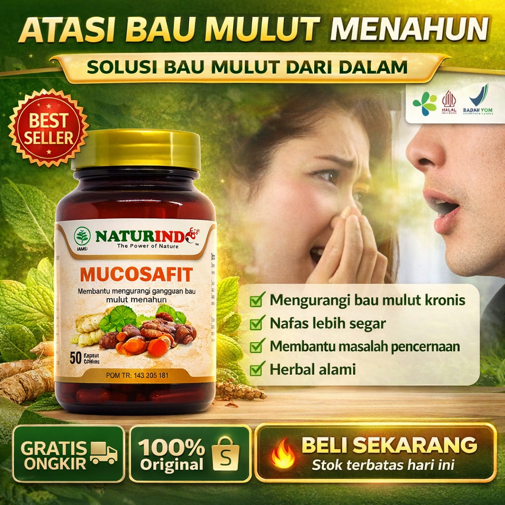 Naturindo Mucosafit Obat Bau Mulut Asam Lambung Kronis Perut Kembung BPOM Mucosafit Naturindo